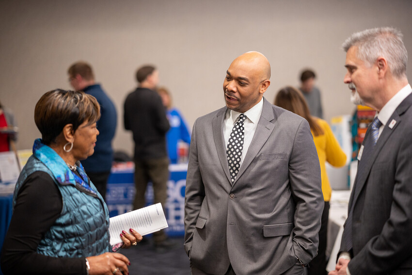 people mingling at a conference